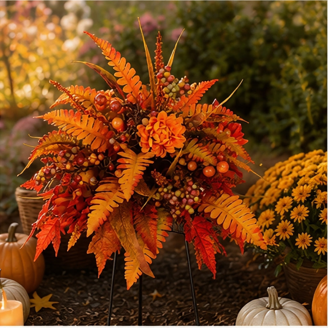 Autumnbloom - Künstliche Herbstblumendekoration mit Ahornblättern