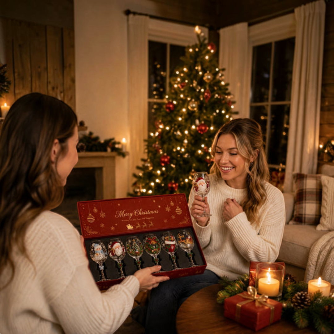 SantaSip - Weihnachtsweinglas mit Weihnachtsmannmotiv