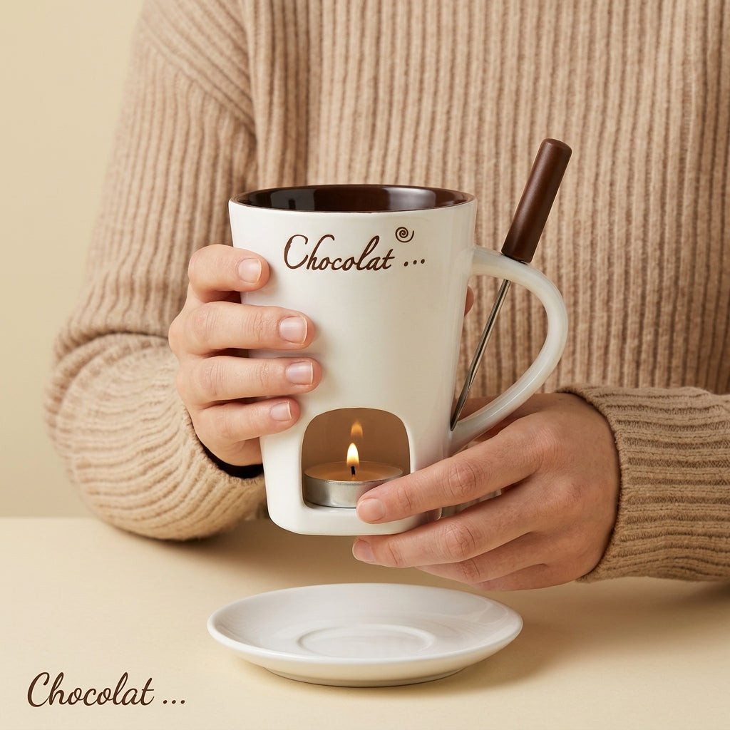 ChocoMelt - Keramischer Fonduebecher mit integrierter Kerzenhalterung