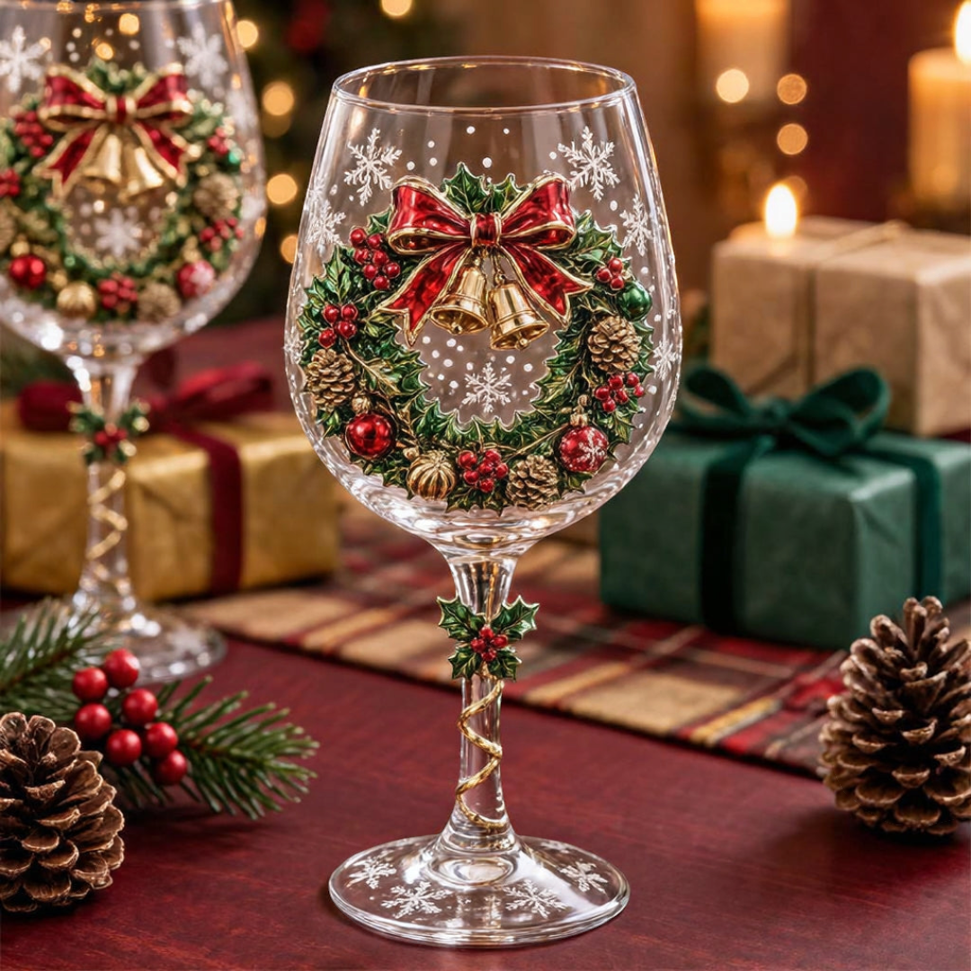 SantaSip - Weihnachtsweinglas mit Weihnachtsmannmotiv