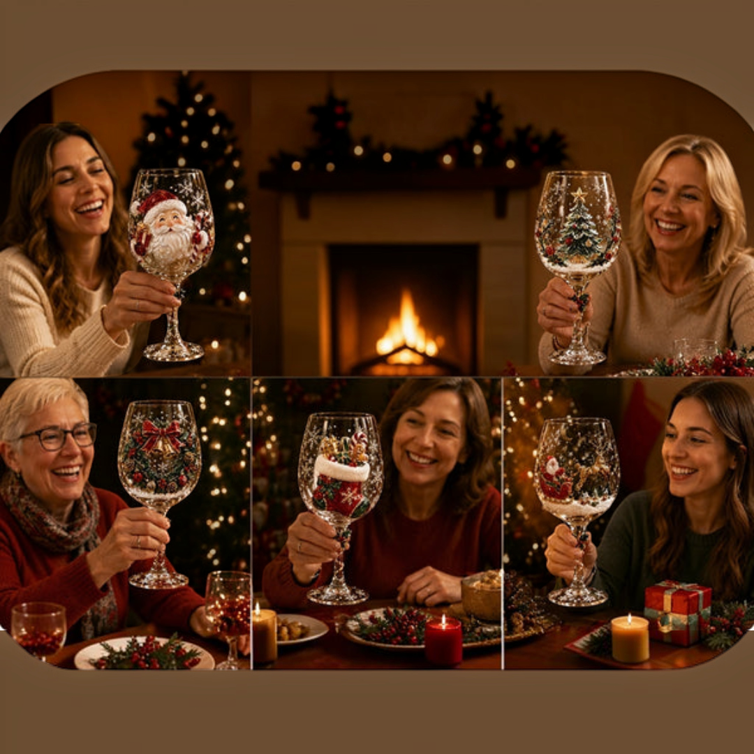 SantaSip - Weihnachtsweinglas mit Weihnachtsmannmotiv