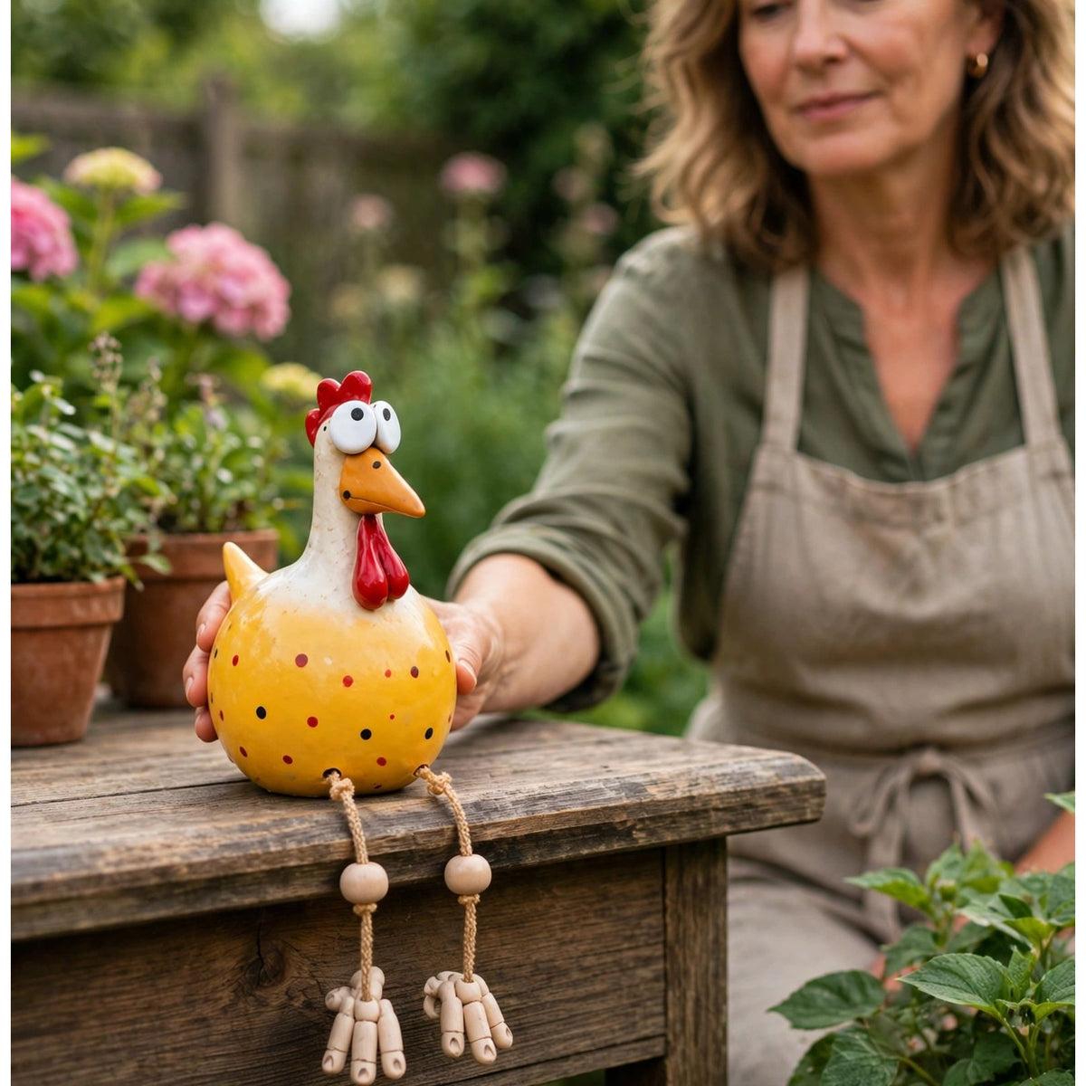 GardenRoost - Dekorativer Keramikhahn für Außendekoration