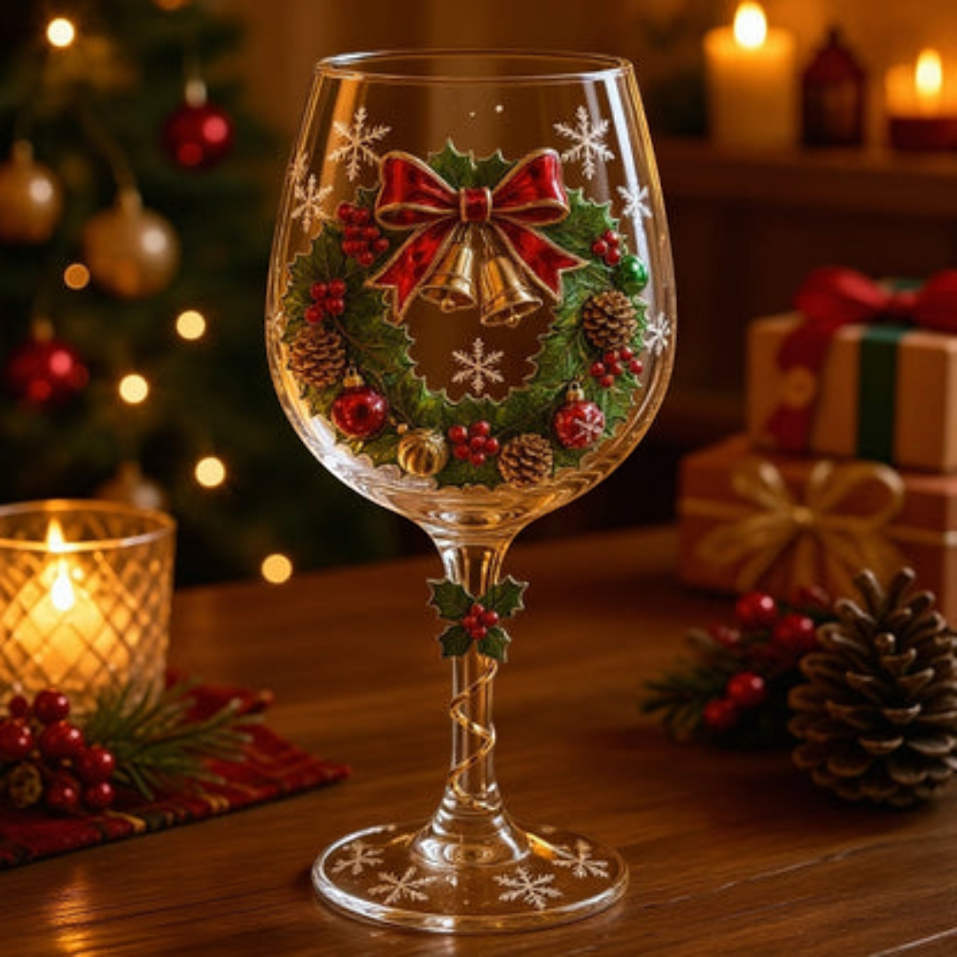 SantaSip - Weihnachtsweinglas mit Weihnachtsmannmotiv