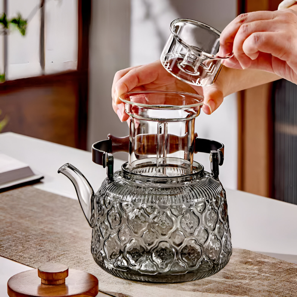 Tasco - Glas-Teekanne 1000 ml aus Borosilikatglas mit Sieb