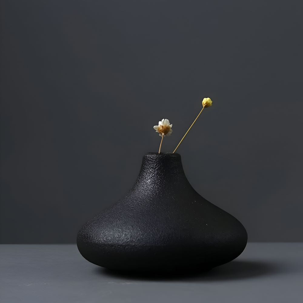 BlackCraft Vase - Ästhetisch Texturierte Keramikvasen für Blumen
