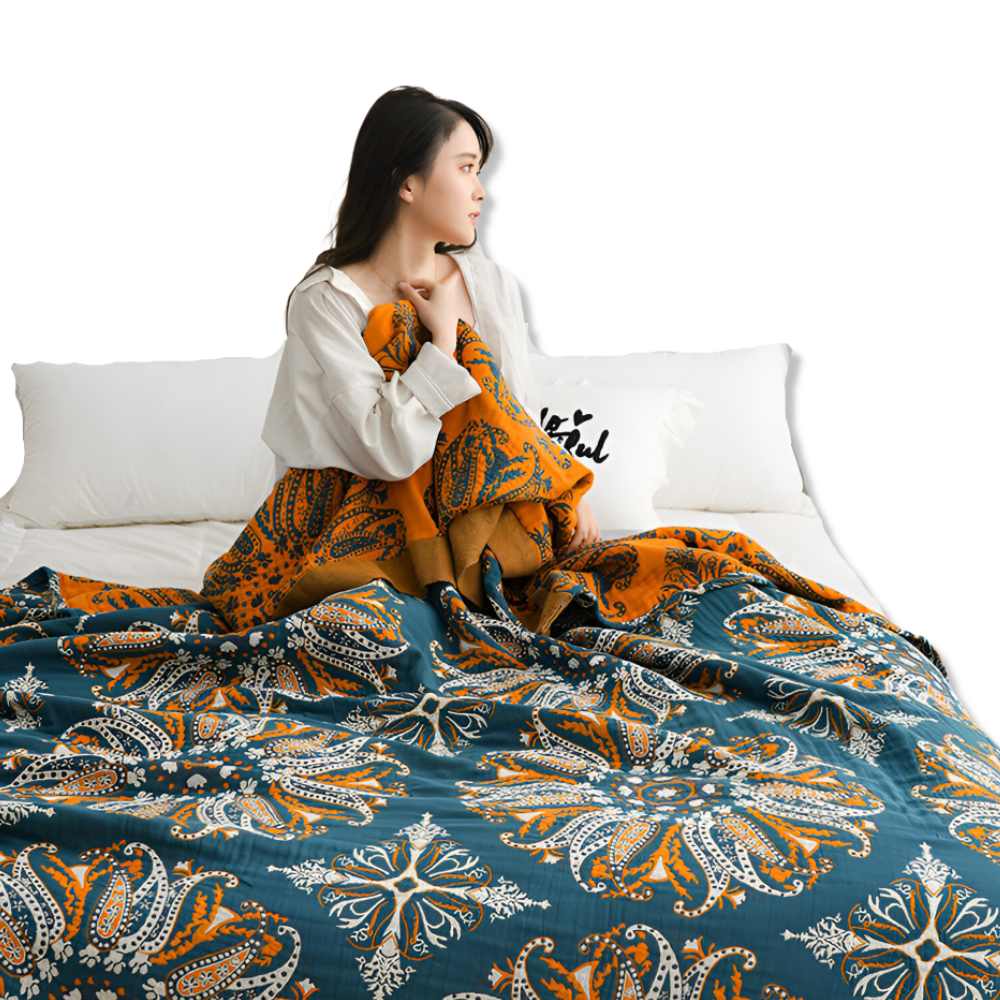 Bohem Plaid - Kunstvolle Geometrische Baumwoll Fleecedecke