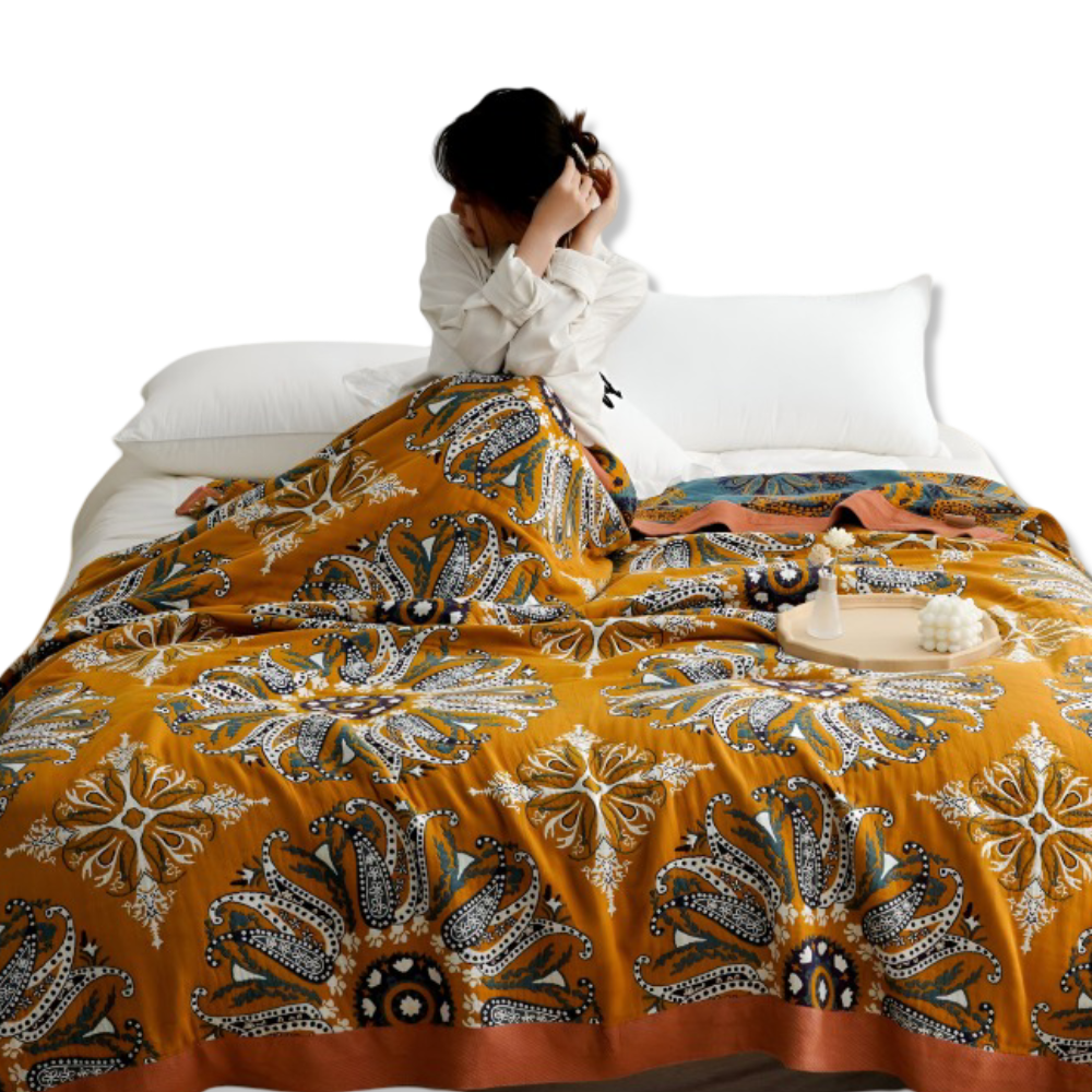 Bohem Plaid - Kunstvolle Geometrische Baumwoll Fleecedecke