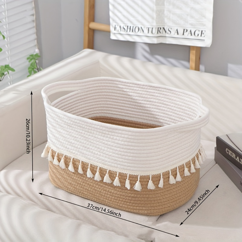 Boho - Aufbewahrungskorb aus geflochtener Baumwolle mit