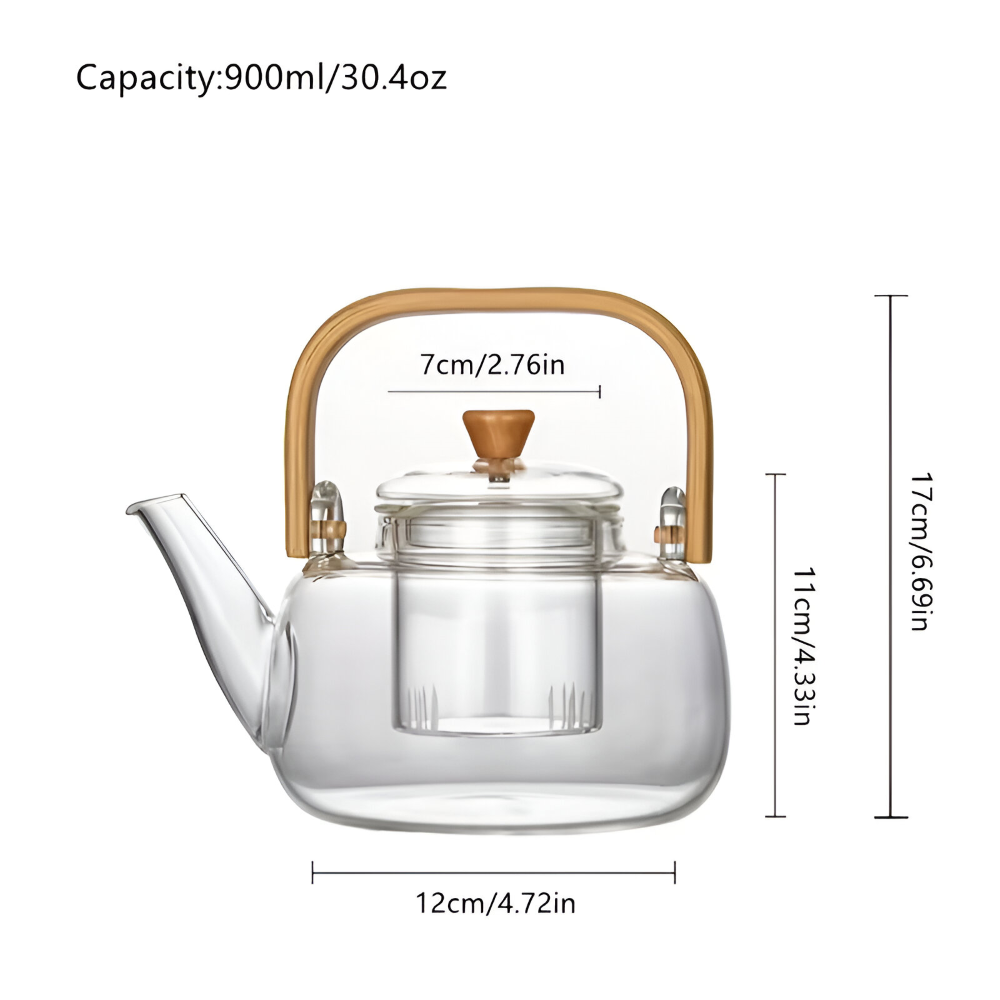 Borosilikatglas - Teekanne 900 ml hitzebeständig