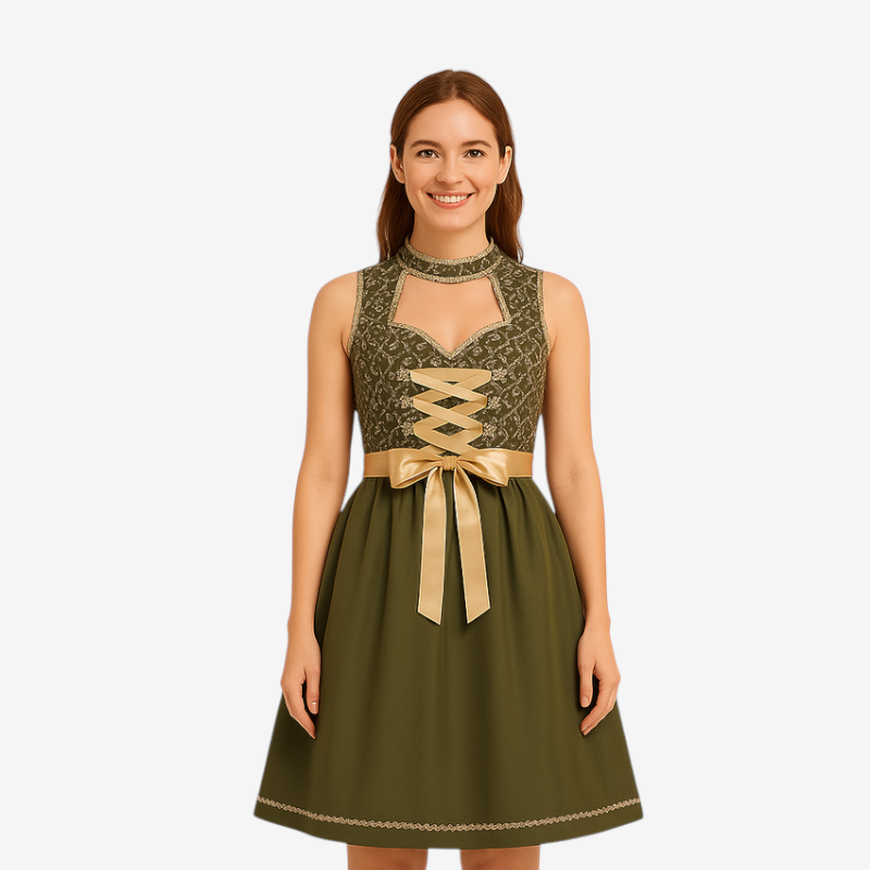 Damen Bayerisches Dirndl mit Schnürmieder und Schürze
