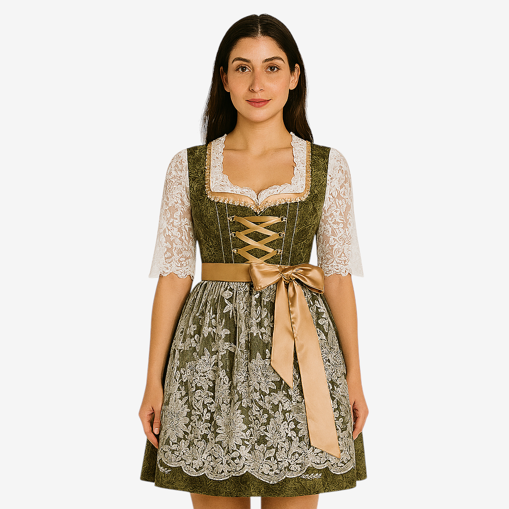 Damen Dirndl mit Spitzenmieder und Schleifendetail