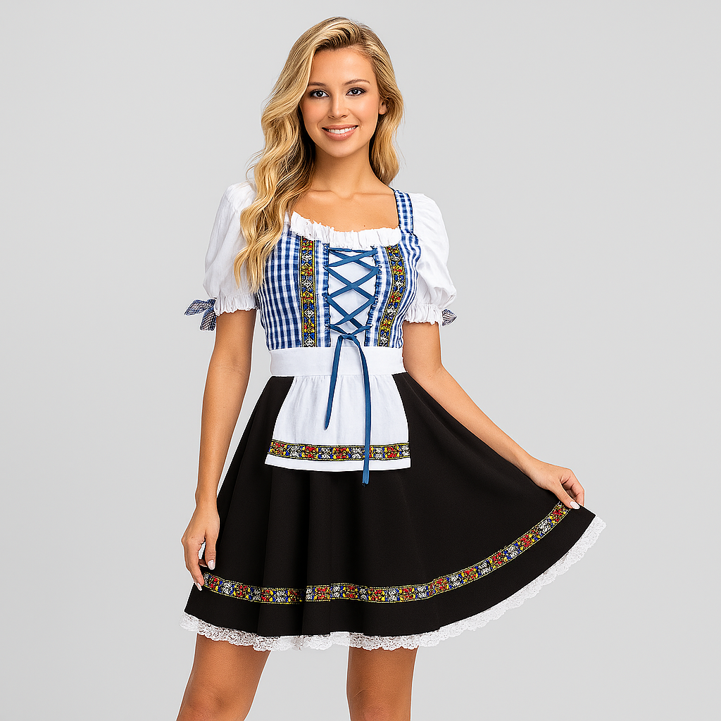 Damen Kleid mit Floral-Zickzack-Muster
