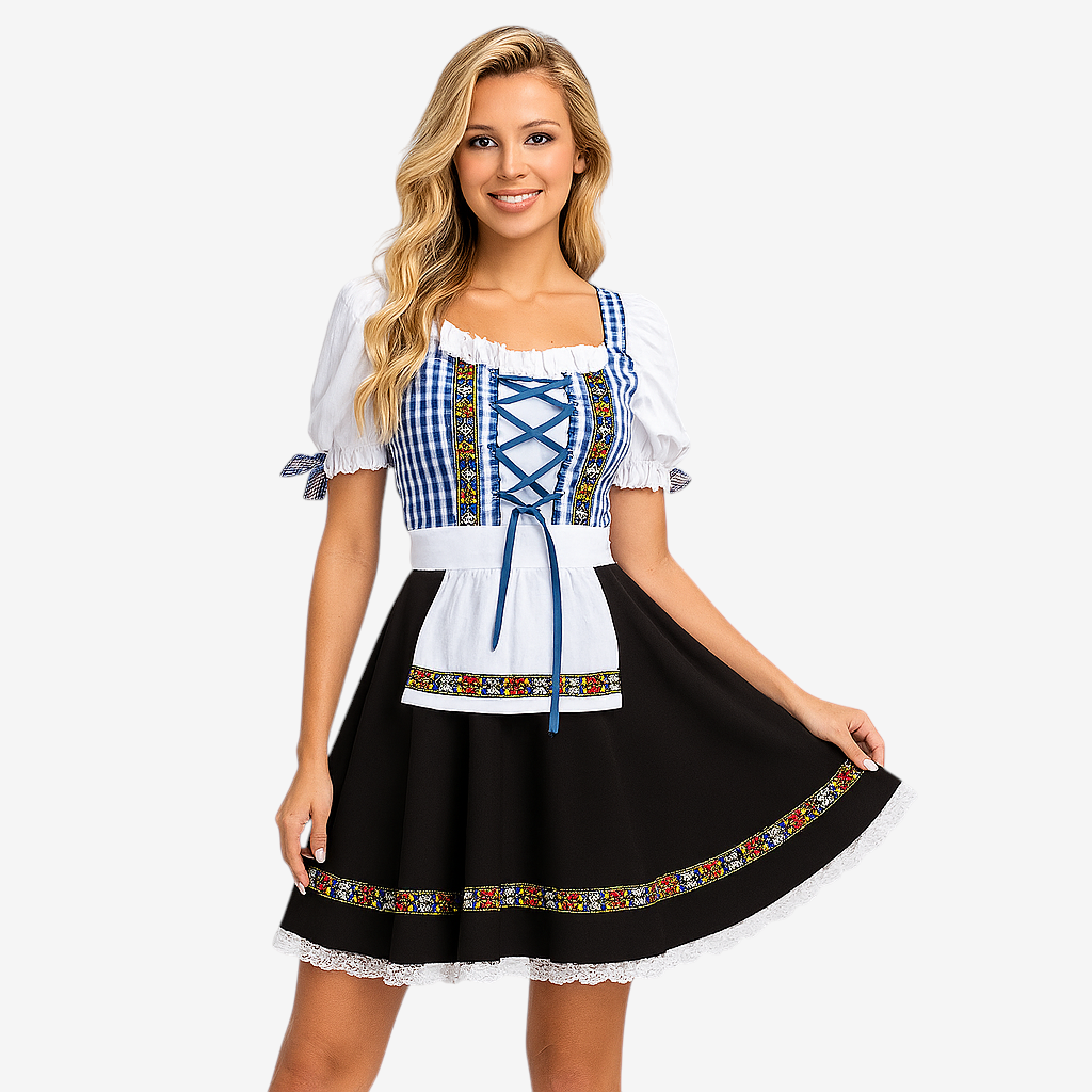 Damen Kleid mit Floral-Zickzack-Muster