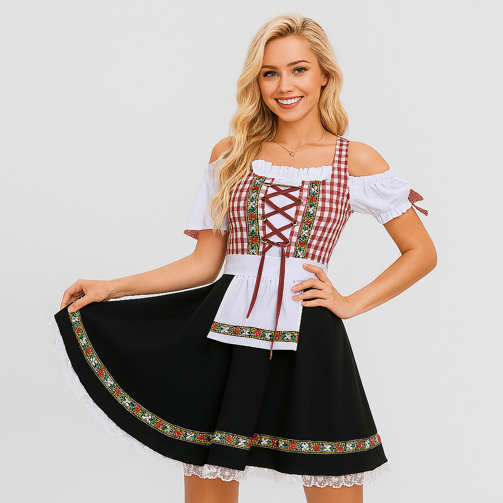 Damen Kleid mit Floral-Zickzack-Muster