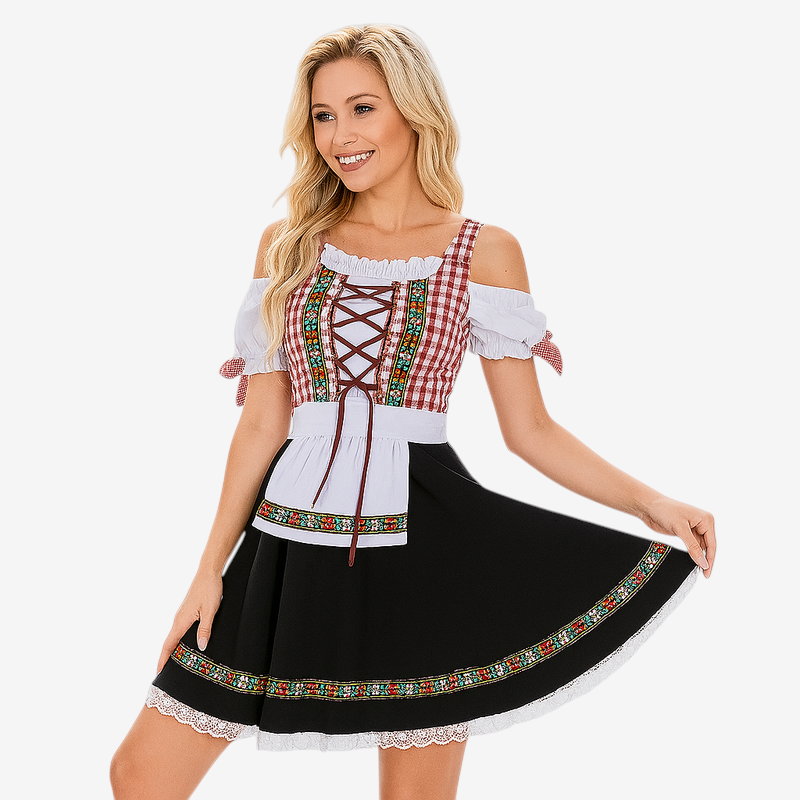 Damen Kleid mit Floral-Zickzack-Muster