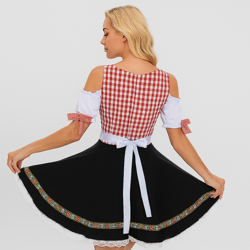 Damen Kleid mit Floral-Zickzack-Muster