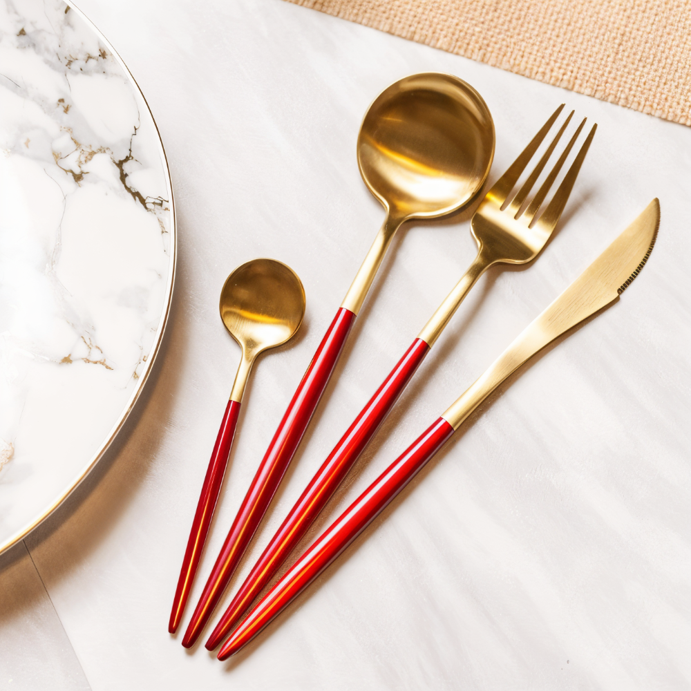 ChicMatte - Edelstahl Besteck Set 4-teilig mehrfarbig