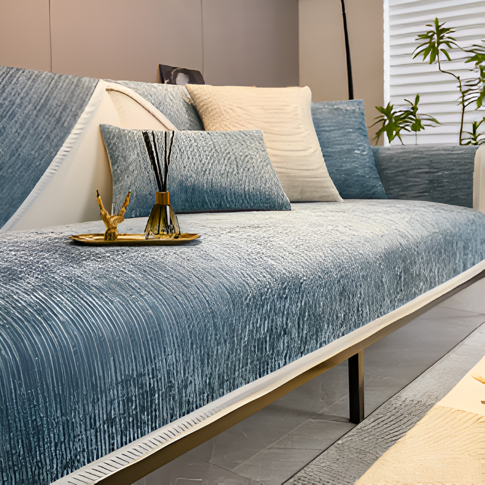 Chic Striped Chenille Sofabezug - Atmungsaktiver, Strukturierter, Haustierfreundliche, Rutschfester Sofabezug