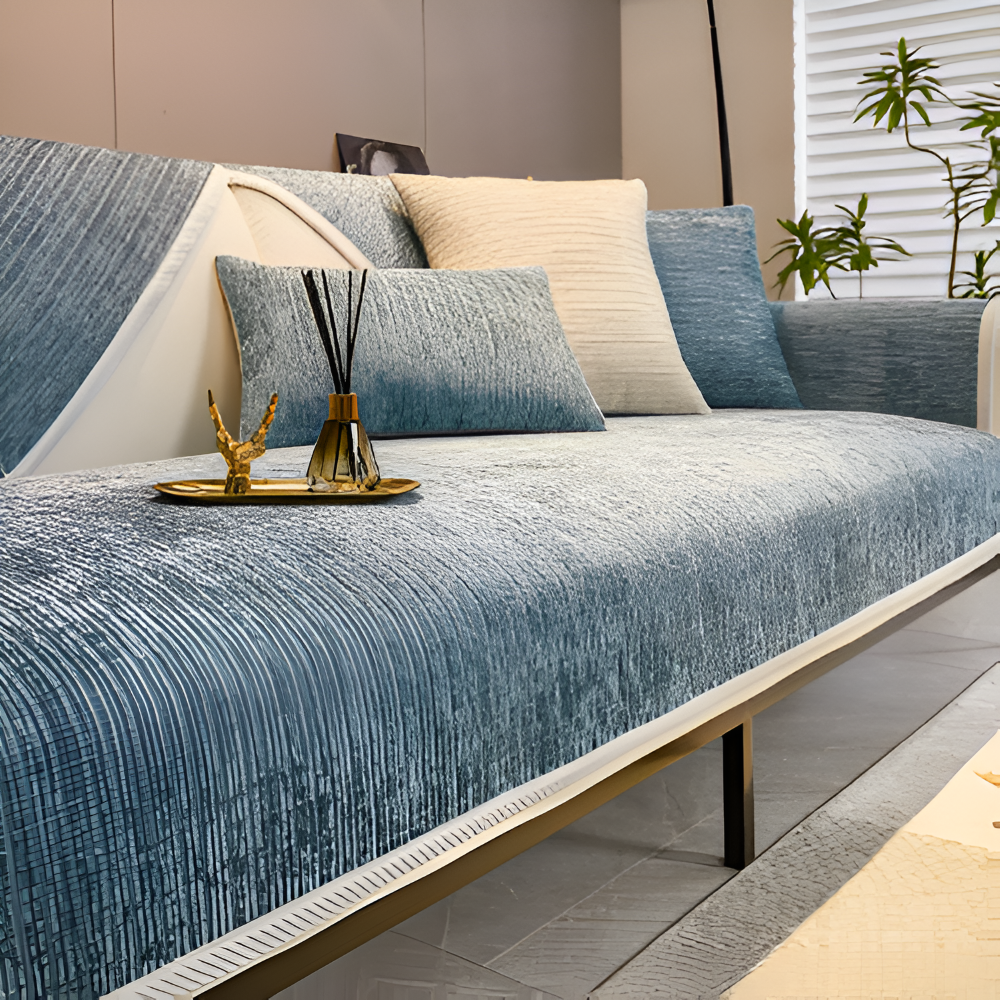 Chic Striped Chenille Sofabezug - Atmungsaktiver, Strukturierter, Haustierfreundliche, Rutschfester Sofabezug