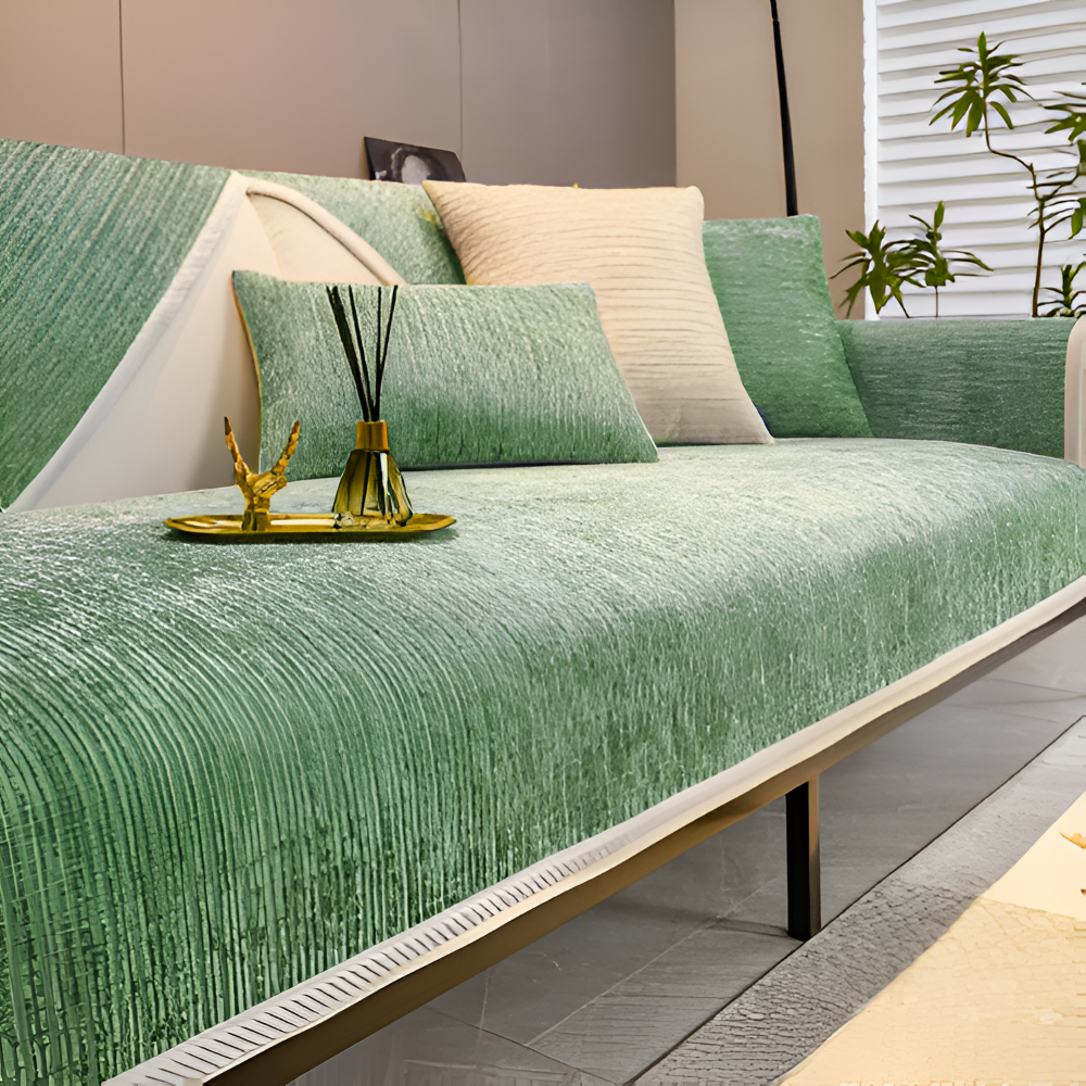Chic Striped Chenille Sofabezug - Atmungsaktiver, Strukturierter, Haustierfreundliche, Rutschfester Sofabezug