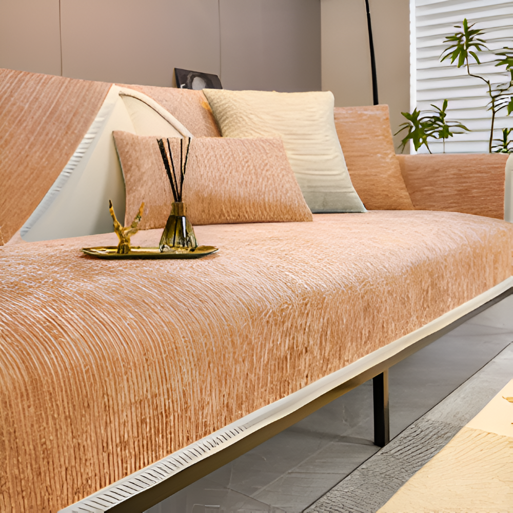 Chic Striped Chenille Sofabezug - Atmungsaktiver, Strukturierter, Haustierfreundliche, Rutschfester Sofabezug