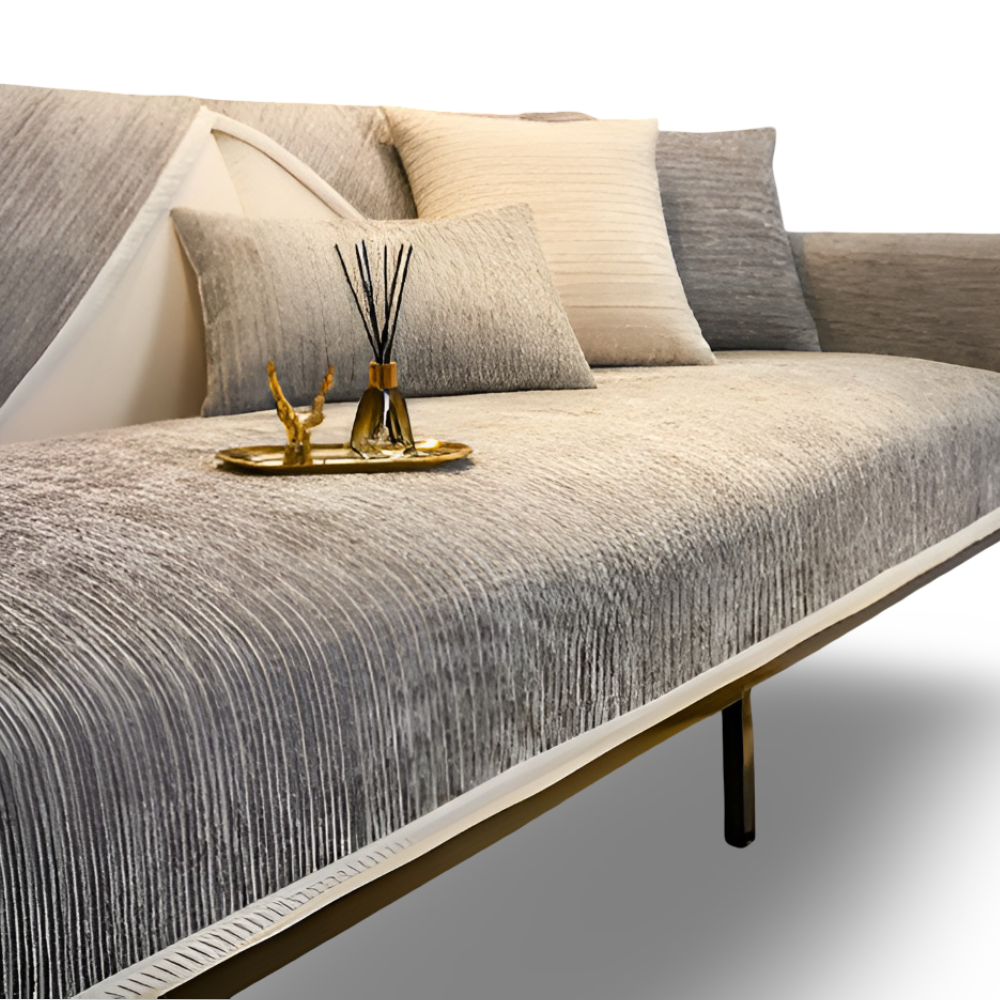 Chic Striped Chenille Sofabezug - Atmungsaktiver, Strukturierter, Haustierfreundliche, Rutschfester Sofabezug