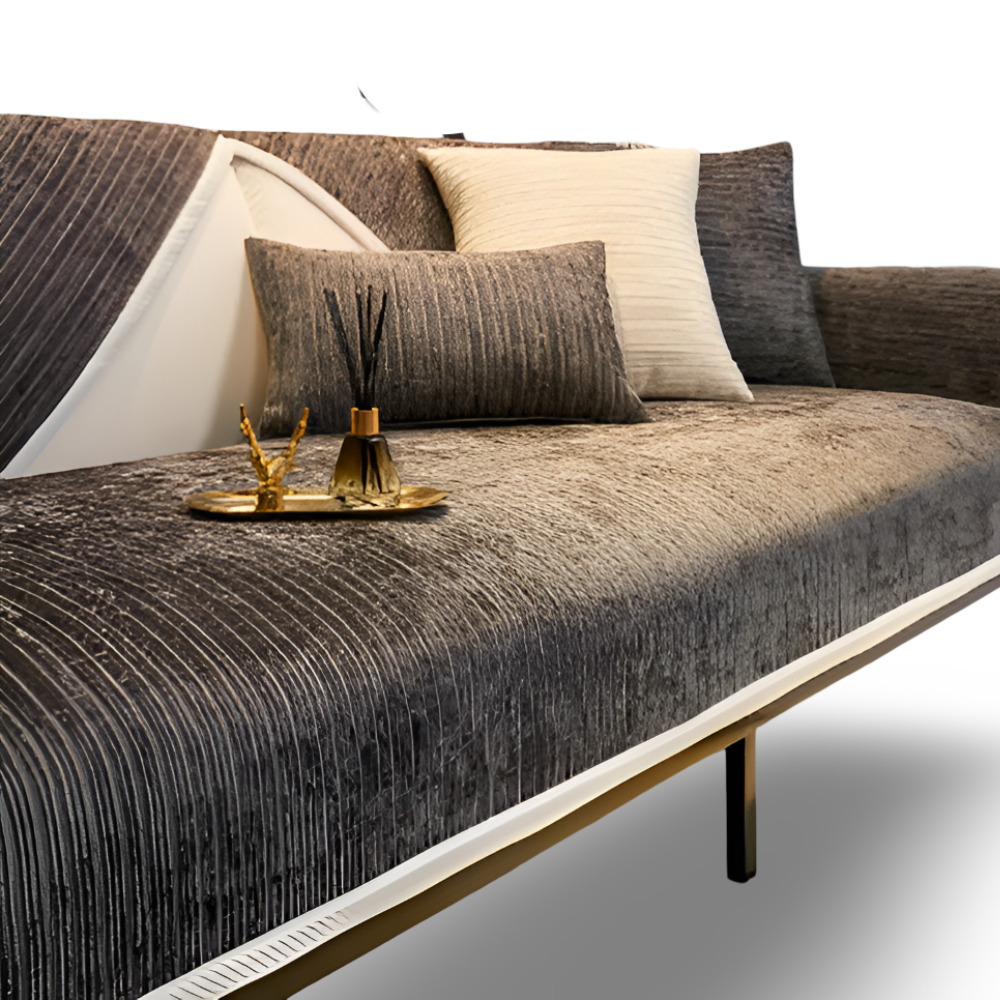 Chic Striped Chenille Sofabezug - Atmungsaktiver, Strukturierter, Haustierfreundliche, Rutschfester Sofabezug