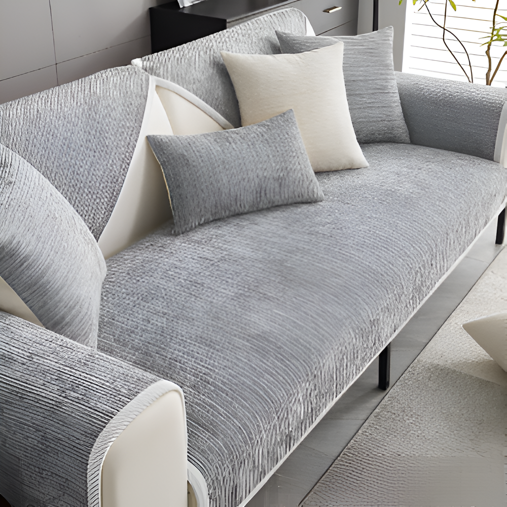 Chic Striped Chenille Sofabezug - Atmungsaktiver, Strukturierter, Haustierfreundliche, Rutschfester Sofabezug