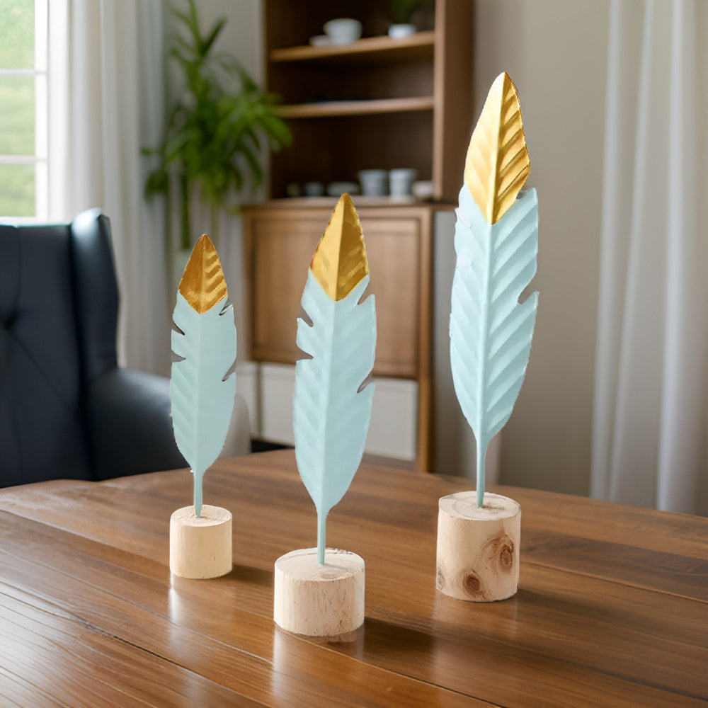 Chic - Touch - Mini Holzornamente Feder & Blatt aus Holz +