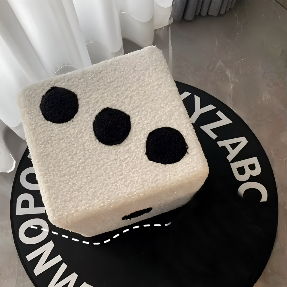 ChroDot - Hocker -Samt Würfelhocker schwarz-weiß