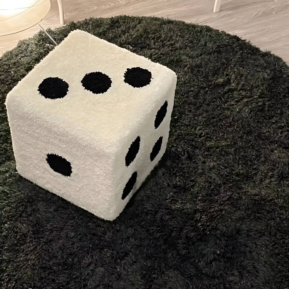 ChroDot - Hocker -Samt Würfelhocker schwarz-weiß