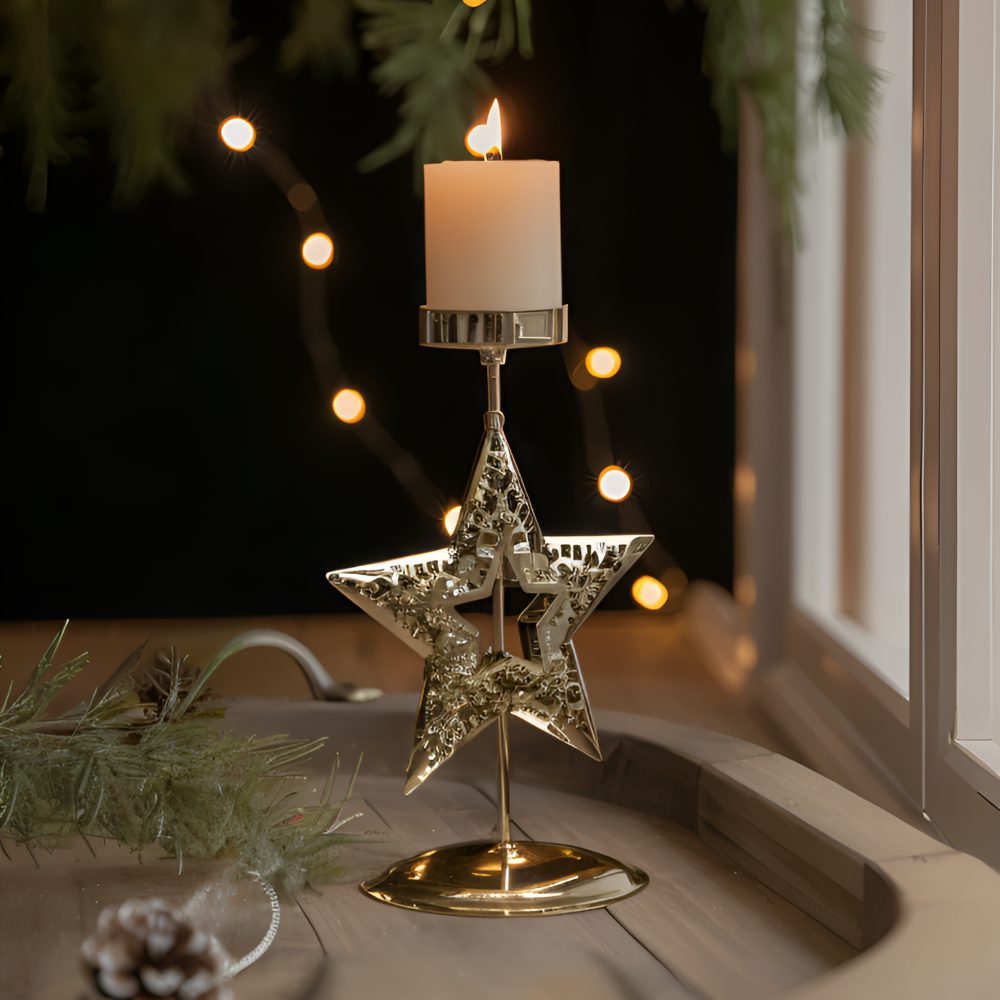 Cierge - Stand - Vintage Kerzenhalter Weihnachten Metall