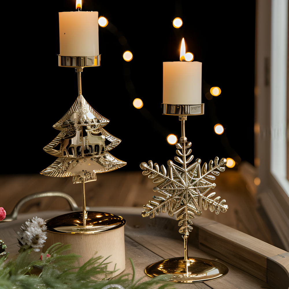 Cierge - Stand - Vintage Kerzenhalter Weihnachten Metall