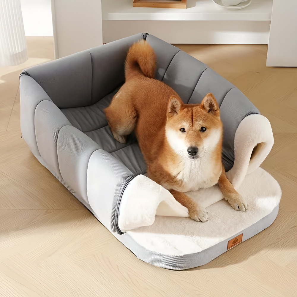 2-in-1 Hundebett & Hundehöhle Plüsch – Orthopädisch, Anti-Stress, Waschbar