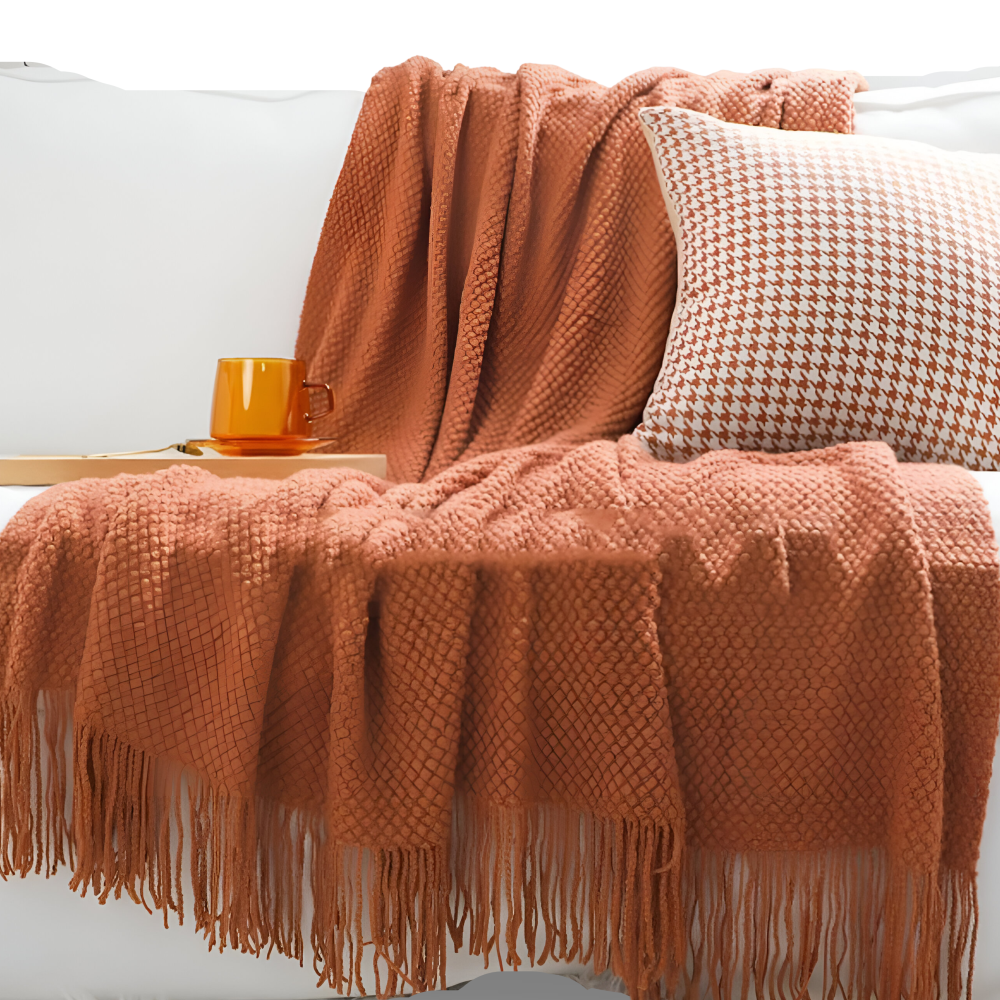 CoarseKnit Plaid - Stylische Strickdecke - Fleece Decke für Ganzjährigen Komfort