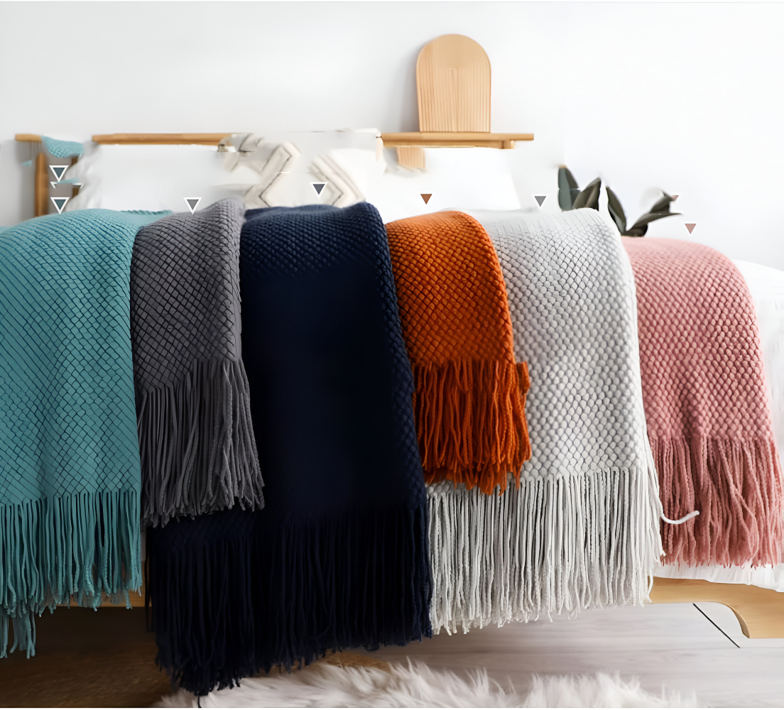 CoarseKnit Plaid - Stylische Strickdecke - Fleece Decke für Ganzjährigen Komfort