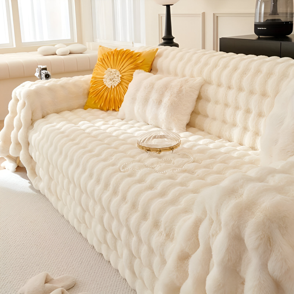 ComfyPal Plaid - Luxuriöse Dicke Plüsch Sofadecke - Ultra Weiche Gesteppte Kunstpelz Fleece Blanket