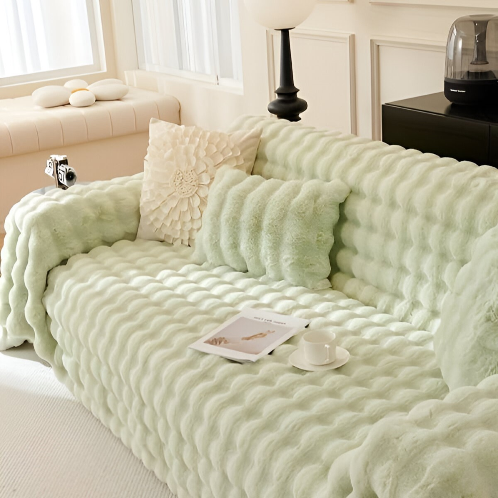 ComfyPal Plaid - Luxuriöse Dicke Plüsch Sofadecke - Ultra Weiche Gesteppte Kunstpelz Fleece Blanket