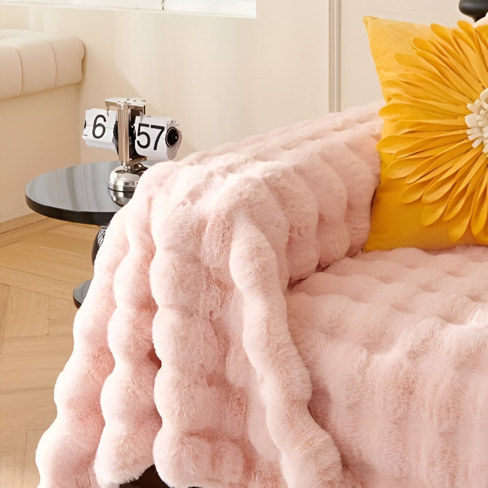 ComfyPal Plaid - Luxuriöse Dicke Plüsch Sofadecke - Ultra Weiche Gesteppte Kunstpelz Fleece Blanket