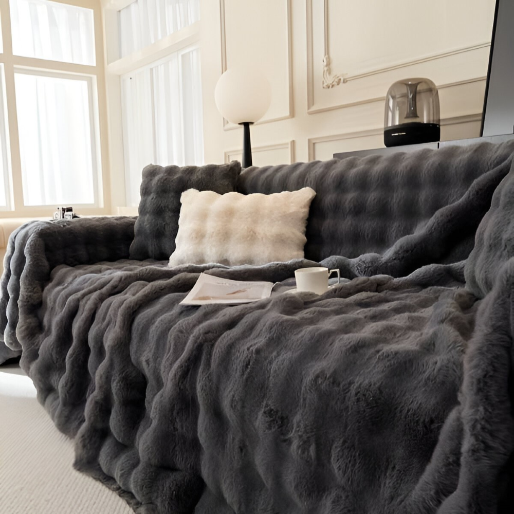 ComfyPal Plaid - Luxuriöse Dicke Plüsch Sofadecke - Ultra Weiche Gesteppte Kunstpelz Fleece Blanket