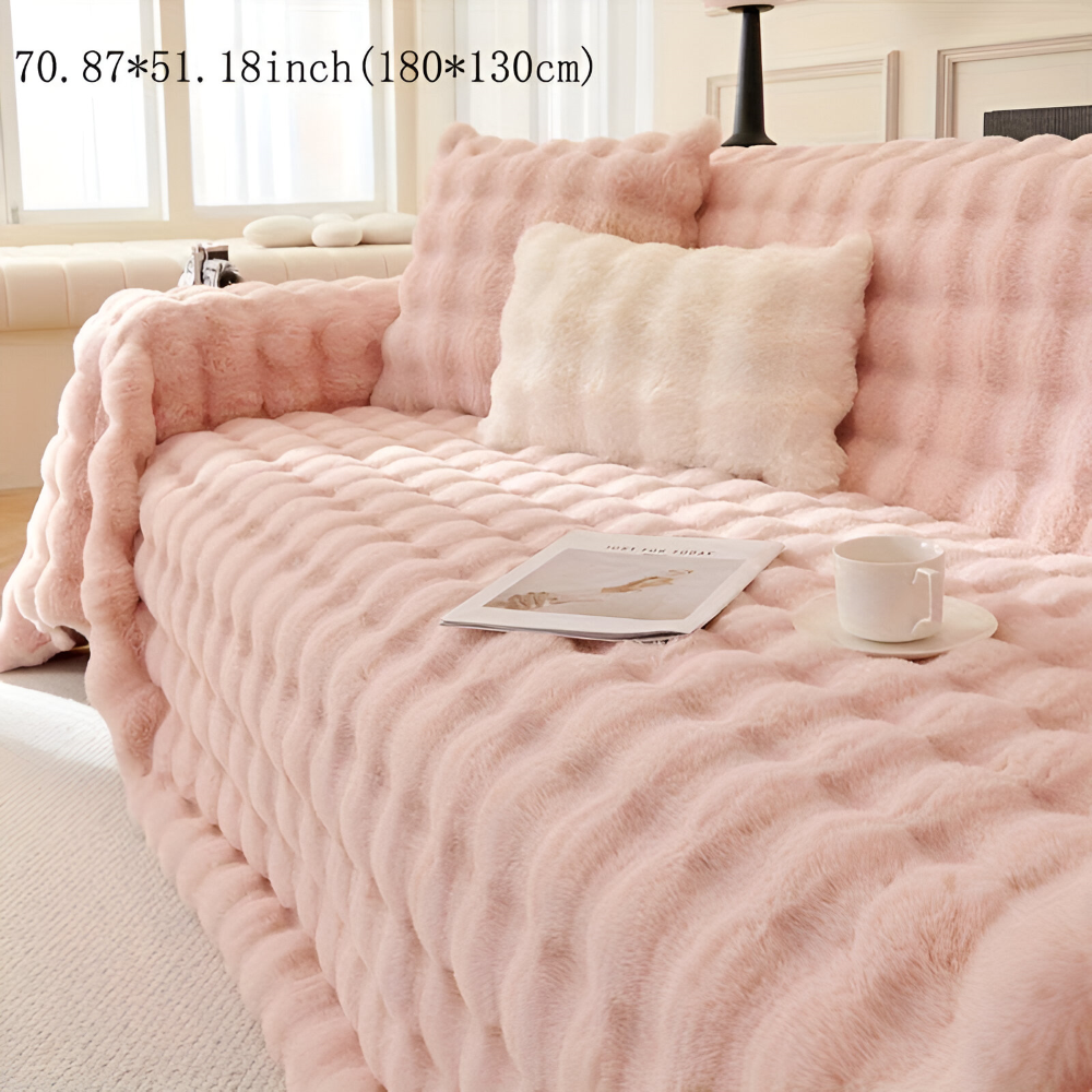 ComfyPal Plaid - Luxuriöse Dicke Plüsch Sofadecke - Ultra Weiche Gesteppte Kunstpelz Fleece Blanket