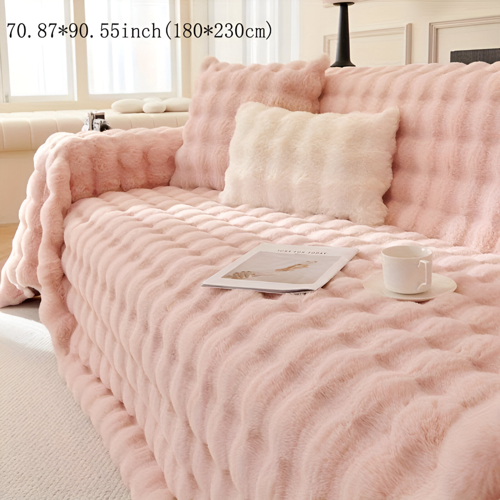 ComfyPal Plaid - Luxuriöse Dicke Plüsch Sofadecke - Ultra Weiche Gesteppte Kunstpelz Fleece Blanket