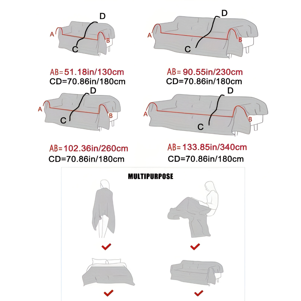ComfyPal Plaid - Luxuriöse Dicke Plüsch Sofadecke - Ultra Weiche Gesteppte Kunstpelz Fleece Blanket