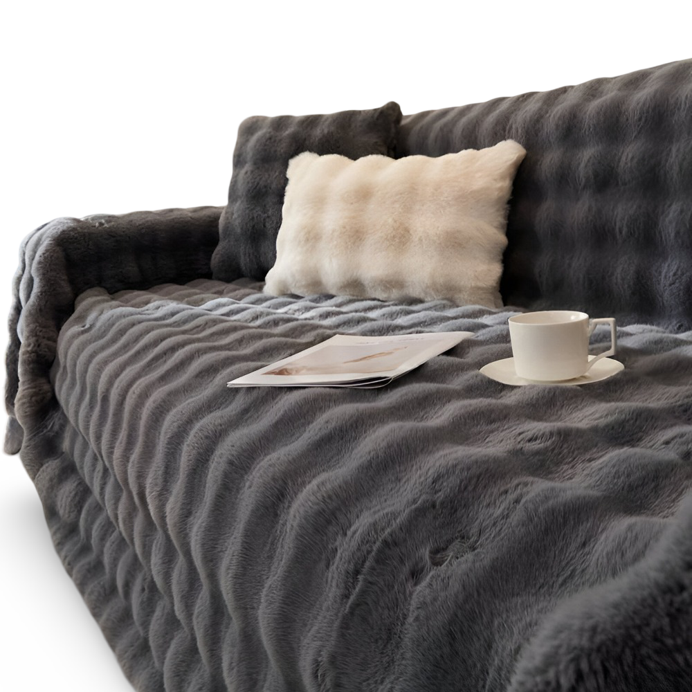 ComfyPal Plaid - Luxuriöse Dicke Plüsch Sofadecke - Ultra Weiche Gesteppte Kunstpelz Fleece Blanket