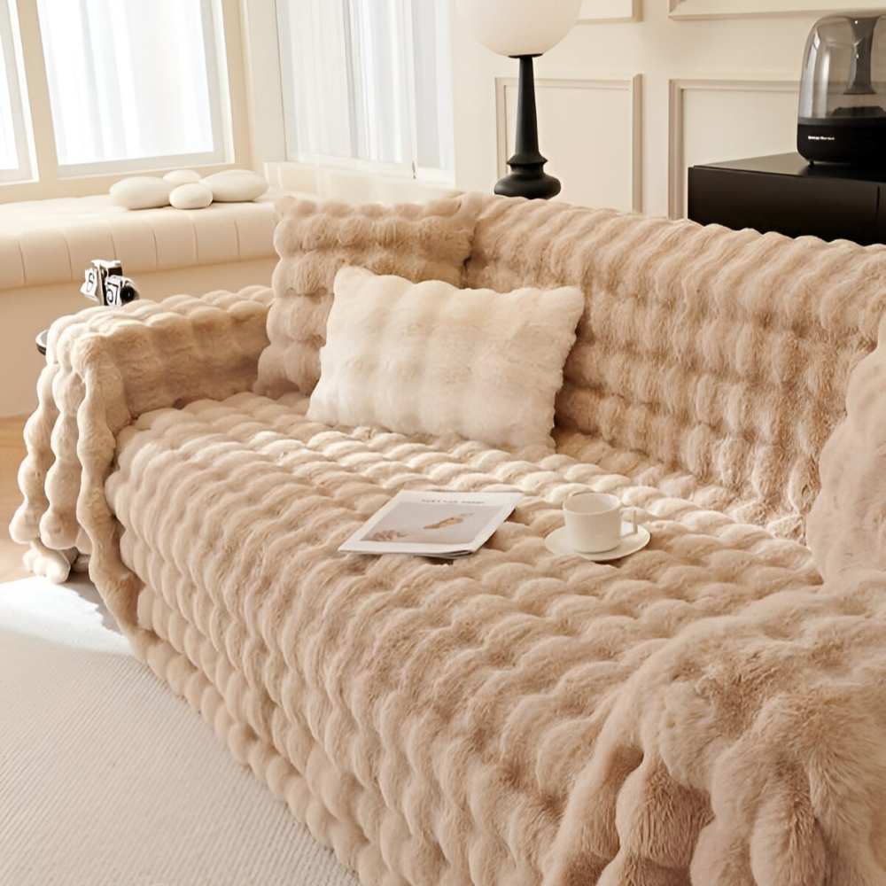 ComfyPal Plaid - Luxuriöse Dicke Plüsch Sofadecke - Ultra Weiche Gesteppte Kunstpelz Fleece Blanket