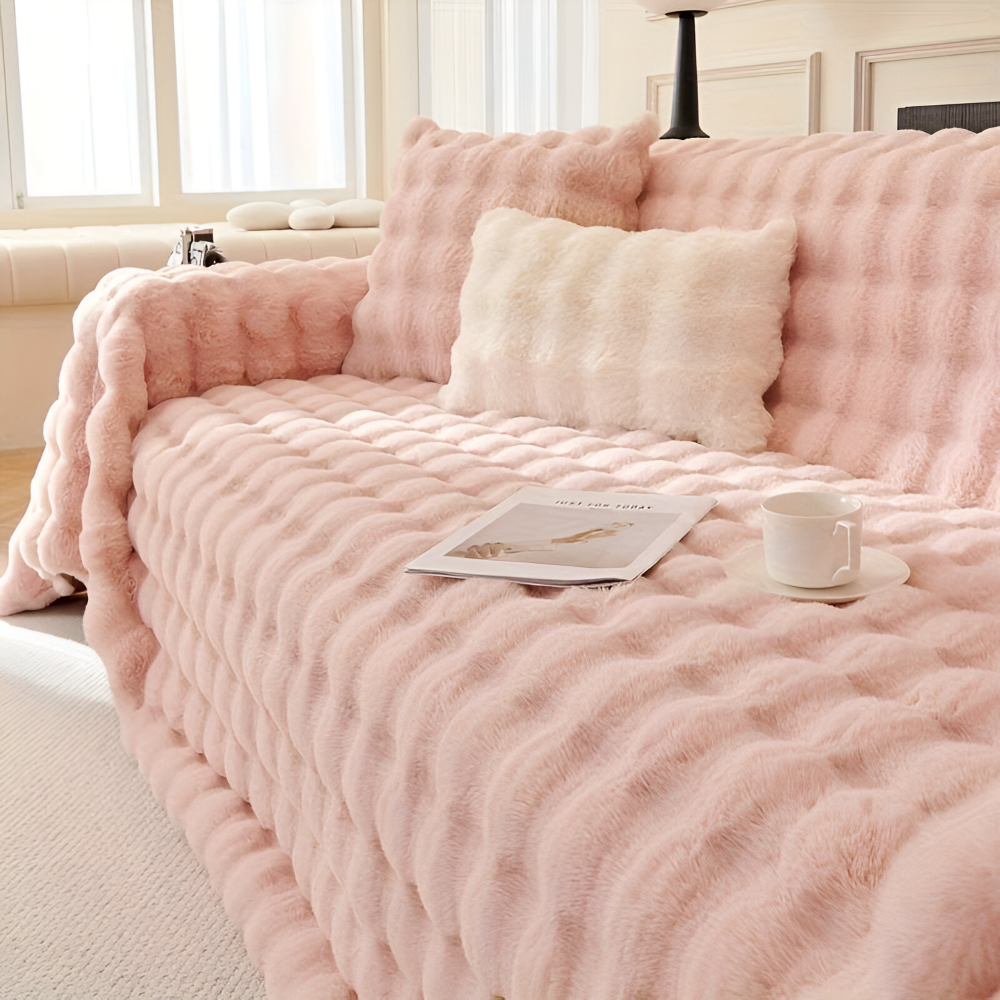 ComfyPal Plaid - Luxuriöse Dicke Plüsch Sofadecke - Ultra Weiche Gesteppte Kunstpelz Fleece Blanket