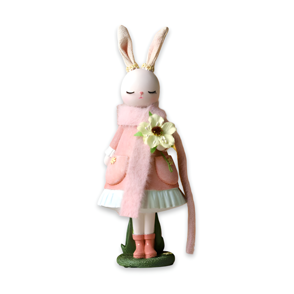 Oster - Elegante Oster Hasenfigur aus Harz mit Kleid & Blume