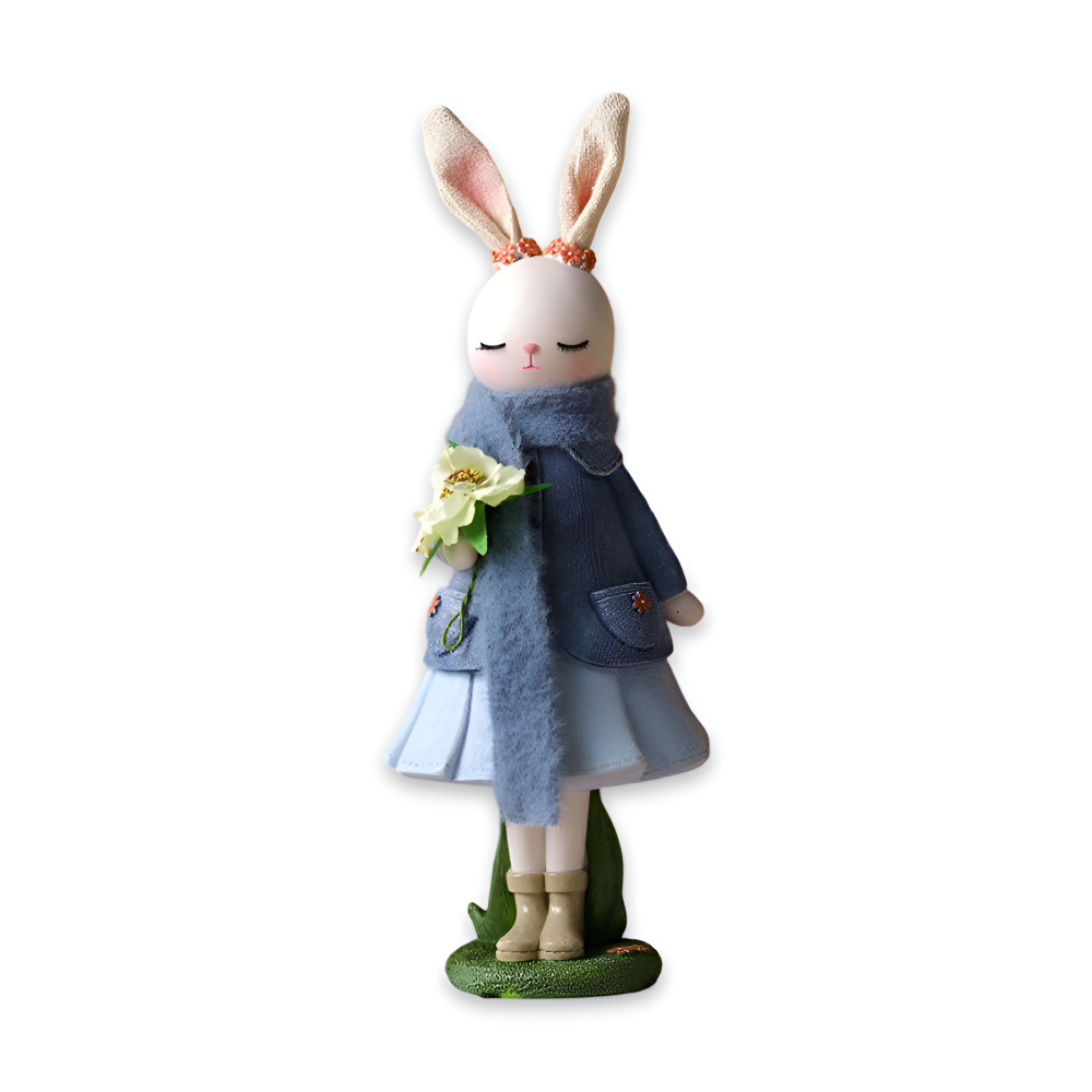 Oster - Elegante Oster Hasenfigur aus Harz mit Kleid & Blume
