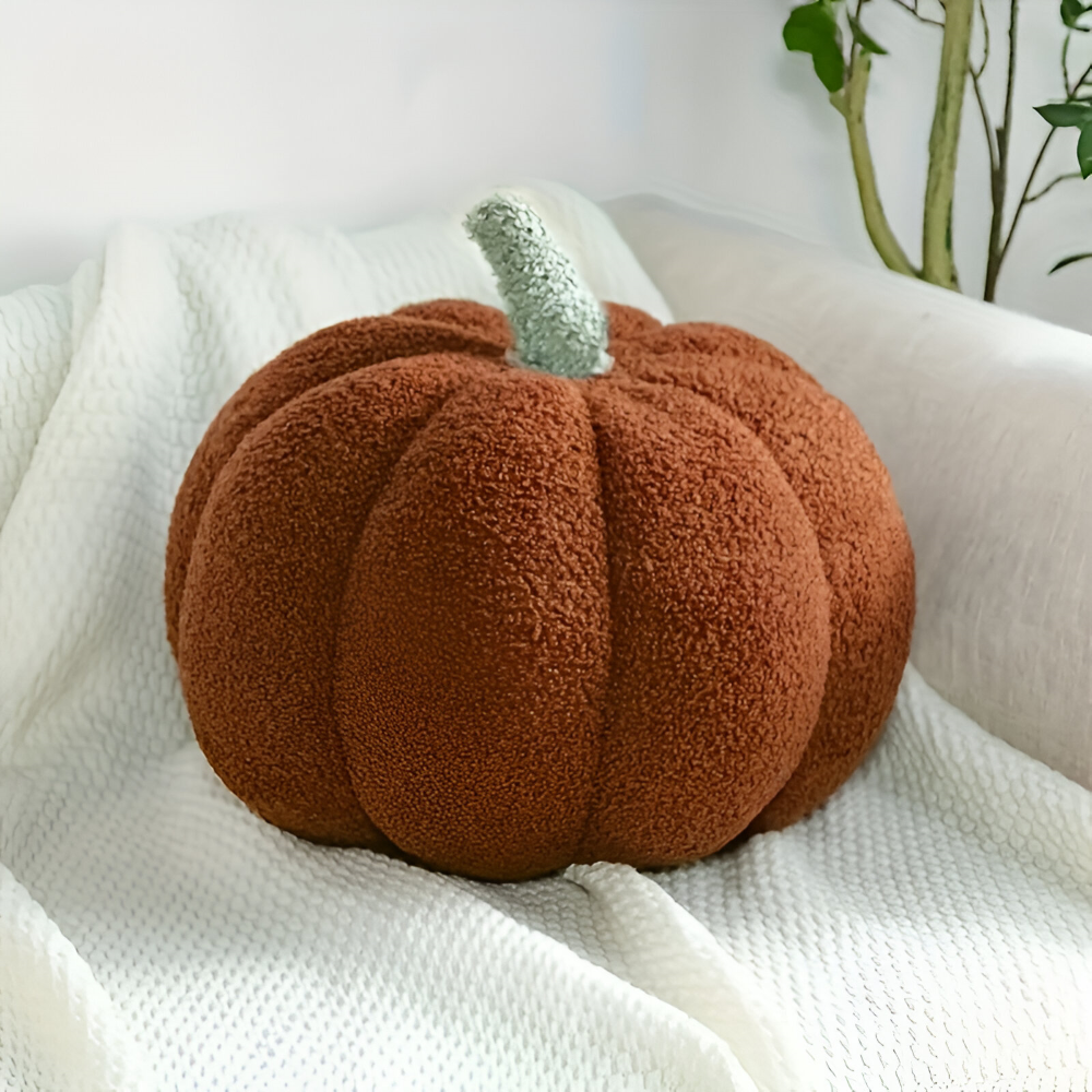 Halloween - Kürbis Dekokissen aus Teddy-Plüsch 20x30 cm