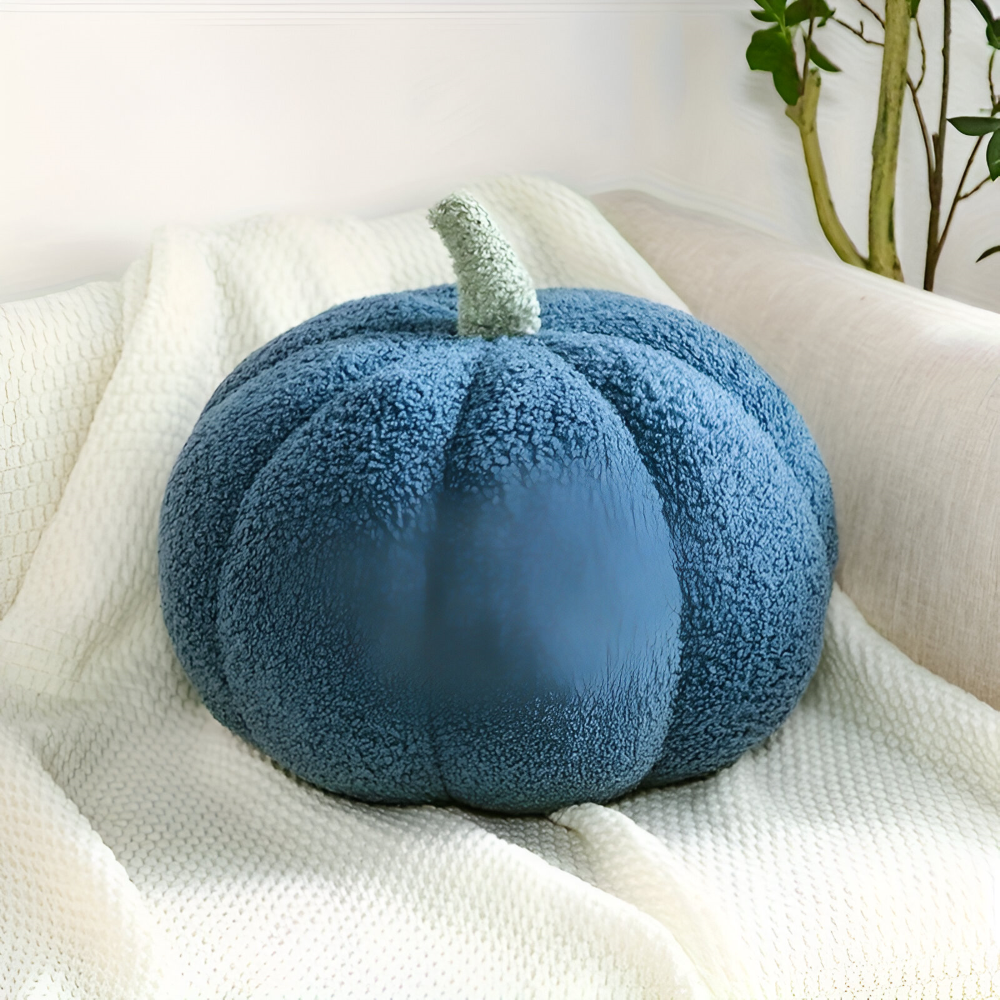 Halloween - Kürbis Dekokissen aus Teddy-Plüsch 20x30 cm